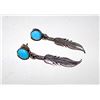 Image 1 : Old Pawn Sterling Turquoise Feather Earrings