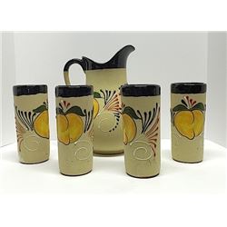 Vintage Mexican Talavera Pitcher Glasses Set