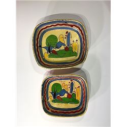 Vintage Mexican Tlaquepaque Pottery Plate Duo