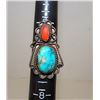Image 2 : Old Pawn Navajo Sterling Turquoise Coral Statement Ring 6