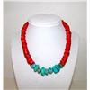 Image 2 : Old Pawn Native American Coral Turquoise Necklace