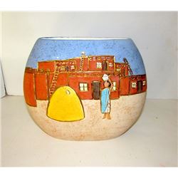 Southwestern Art Pottery 22K Gold Leaf Pillow Vase