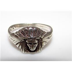 Native American Navajo Sterling Chief Ring 8