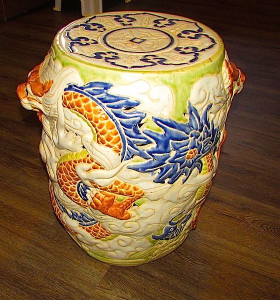 Chinese Porcelain Dragons Garden Stool Chair