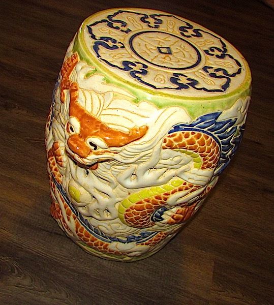 Chinese Porcelain Dragons Garden Stool Chair