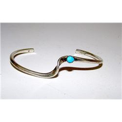 Old Pawn Zuni Sterling Turquoise Wave Bracelet