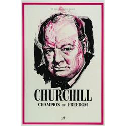 Churchill, 1960, Rank Studios (British), on linen, condition A-., 41" x 27" - 104.1 x 68.6 cm...