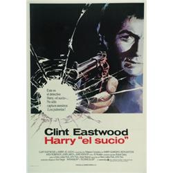 Dirty Harry, 1971, Warner Brothers (Spanish), on linen, condition A-., A 1983 reissue., 41"...