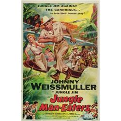 Jungle Man Eaters, 1954, Columbia Pictures (U.S.), folded, condition B. "Jungle Jim Against the...