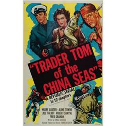 Trader Tom of the China Seas, 1954, Republic Serial (U.S.), folded, condition B+., 41" x 27"...