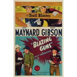 Blazing Guns, 1943, Monogram Pictures (U.S.), on linen, condition C-., 41" x 27" - 104.1 x 68...