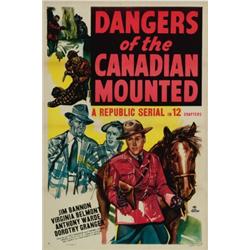 Dangers of the Canadian Mounted, 1948, Republic Pictures (U.S.), on linen, condition B+., 41"...