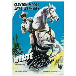 The Lone Ranger, 1956, Warner Brothers (German), folded, condition A-., A reissue poster from...