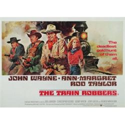 The Train Robbers, 1973, Warner Brothers (British Quad), on linen, condition B+., 30" x 40" -...