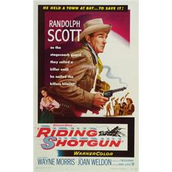 Riding Shotgun, 1954, Warner Brothers (U.S.), on linen, condition B+., 41" x 27" - 104.1 x 68...