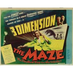 The Maze, 1953, Allied Artists (U.S.), rolled, condition B-., An early 3-D horror flick., 2...