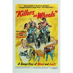 Killers on Wheels, 1976, Mahler Films (U.S.), on linen, condition B+., "A savage orgy of bloo...