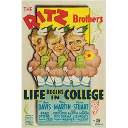 Life Begins in College, 1938, 20th Century Fox (U.S.), on linen, condition A-., 41" x 27" - 1...