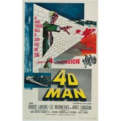 4D Man, 1959, Universal Studios (U.S.), on linen, condition B+., 41" x 27" - 104.1 x 68.6 cm....