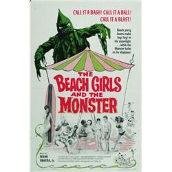 The Beach Girls and the Monster, 1965, US Films (U.S.), on linen, condition B-., 41" x 27" -...