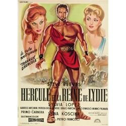 Hercules, 1961, Lux Films (French), on linen, condition B+., 33" x 23" - 83.8 x 58.4 cm., E...