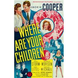 Where Are Your Children?, 1944, Monogram Pictures (U.S.), on linen, condition B., 41" x 27" -...