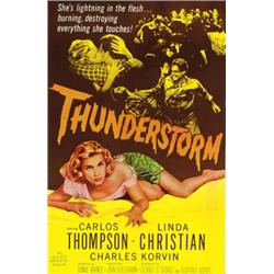 Thunderstorm, 1956, Allied Artists (U.S.), on linen, condition A-., "She's Lightning in the F...