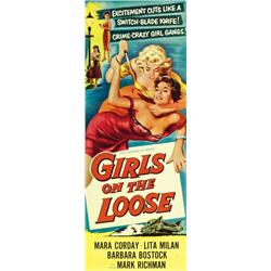 Girls on the Loose, 1958, Universal Studios (U.S.), rolled, condition B., 36" x 14" - 91.4 x...