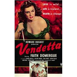 Vendetta, 1952, RKO (U.S.), on linen, condition B. "Love is Wild, Life is Violent, Death is Che...