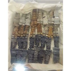 MINITURE CHESS PIECES CARVED FROM MARBLE - EACH APPROX. 1 ½" TALL