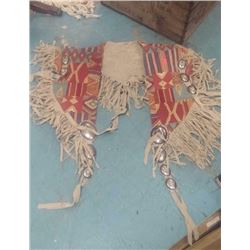 VINTAGE NATIVE DANCE DRESS - OVER SHOULDER PIECE - ACCENTED WITH SILVER AND LEATHER