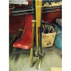 BASE BALL BAT AND 2 GRASS TRIMMERS