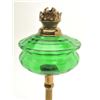 Image 1 : Brass and blown green glass Victorian oil lamp.
