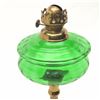 Image 3 : Brass and blown green glass Victorian oil lamp.