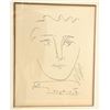 Image 1 : Etching of face by Picasso titled &#8220;Pour Roby&#8221;