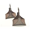 Image 2 : Lot of 2 silver inlaid old iron stirrups;