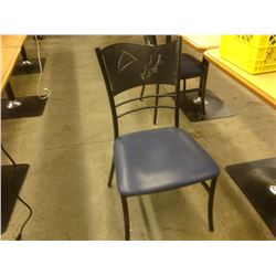 GREY STEEL FRAMED BLUE COMMERCIAL GRADE BISTRO CHAIR NO ARMS