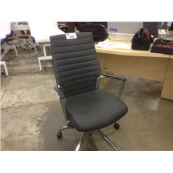 GLOBAL ACCORD CHROME FRAMED GREY LOOP ARM EXECUTIVE CHAIR