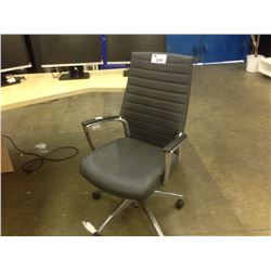 GLOBAL ACCORD CHROME FRAMED GREY LOOP ARM EXECUTIVE CHAIR