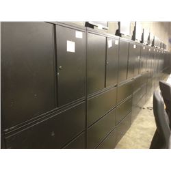 HERMAN MILLER MERIDIAN BLACK 6' TALL CABINET WITH 3 DR LATERAL FILE ON THE BOTTOM AND 2 DOOR