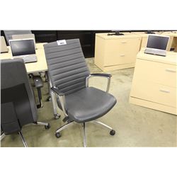 GLOBAL ACCORD CHROME FRAMED GREY LOOP ARM EXECUTIVE CHAIR