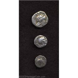 Lot of three Greek fractions.