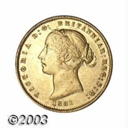 Victoria gold Half Sovereign 1861,