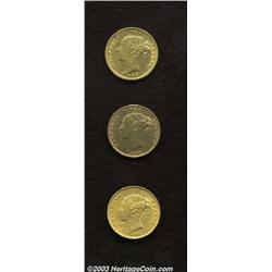 Victoria gold Half Sovereign Trio,