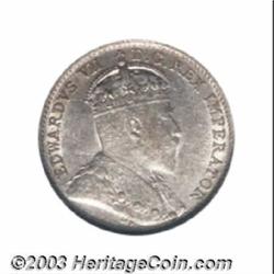 Edward VII 5 Cents 1909 Pointed Leaves,