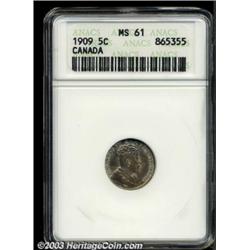 Edward VII 5 Cents 1909 Blunt Leaves,