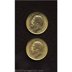George V gold Sovereigns,