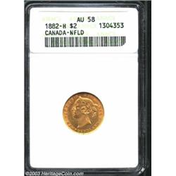 Newfoundland. Victoria gold 2 Dollars 1882H,