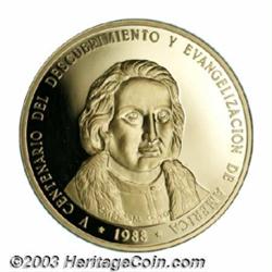 Discovery of America commemorative gold 500 Pesos 1988,