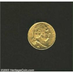 Louis XVIII gold 20 Francs 1824A,